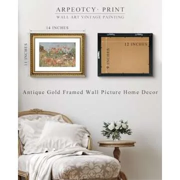 Timeless Vintage Gold Framed Wall Art for Charming Home Decor