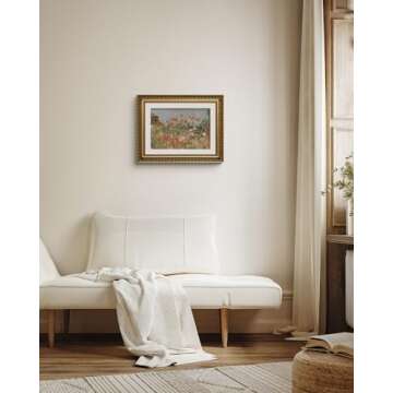 ARPEOTCY Vintage Gold Framed Wall Art, Retro Garden Shoals Sea Sky, Canvas Prints Artwork with Antique Frame, Victorian Wall Paintings Decor for Living Room Gallery, 11x14 inch