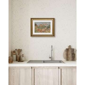 ARPEOTCY Vintage Gold Framed Wall Art, Retro Garden Shoals Sea Sky, Canvas Prints Artwork with Antique Frame, Victorian Wall Paintings Decor for Living Room Gallery, 11x14 inch