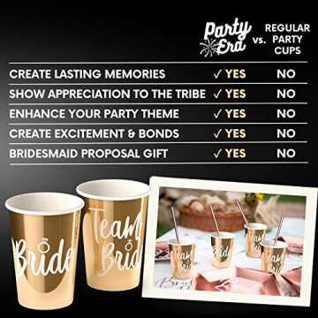 Team Bride Bachelorette Cups - Bachelorette Party Cups & Bachelorette Party Favors for Bridesmaid Gifts & Bridal Shower - Bride Cup & Bridesmaid Cups Bachelorette Party Decorations, 15 Pack, 12 oz