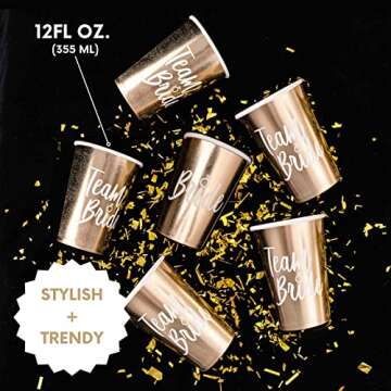 Team Bride Bachelorette Cups - Bachelorette Party Cups & Bachelorette Party Favors for Bridesmaid Gifts & Bridal Shower - Bride Cup & Bridesmaid Cups Bachelorette Party Decorations, 15 Pack, 12 oz