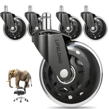 Lifelong Original Office Chair Wheels | Heavy Duty Rubber Casters