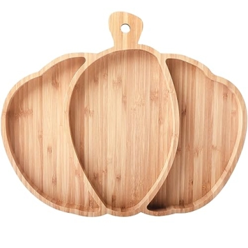 Vencer Pumpkin Bamboo Charcuterie Boards and Cheese Boards,Appetizers Board,Food Platter Picnic Uten...