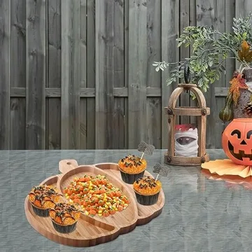 Vencer Pumpkin Bamboo Serving Platter for Halloween Festivities