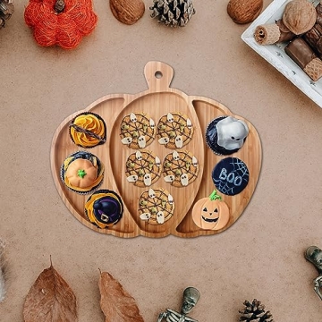 Vencer Pumpkin Bamboo Serving Platter for Halloween Festivities