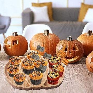 Vencer Pumpkin Bamboo Serving Platter for Halloween Festivities