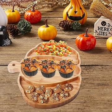 Vencer Pumpkin Bamboo Serving Platter for Halloween Festivities