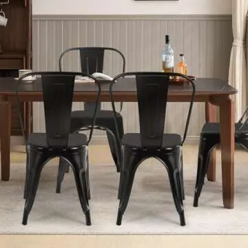 FDW Metal Dining Chairs Set of 4 Stackable Kitchen Seating