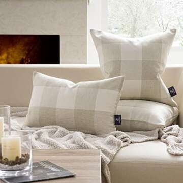 Phantoscope Pack of 2 Gingham Buffalo Check Plaid Throw Decorative Pillow Cover Outdoor Indoor Throw...