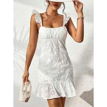 WDIRARA Women's Boho Backless Knot Mini Dress White