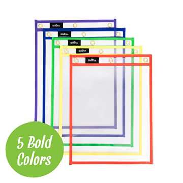 Walldeca Dry Erase Plastic Sleeves for Paper 8.5x11 inches 25 pk - Dry Erase Pockets Reusable Sleeve...