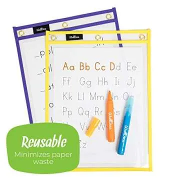 Durable Dry Erase Plastic Sleeves 25 pk for Education