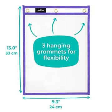 Walldeca Dry Erase Plastic Sleeves for Paper 8.5x11 inches 25 pk - Dry Erase Pockets Reusable Sleeves - Plastic Covers for Paper Holder Pack, Write and Wipe Pockets, Clear Pockets for Classroom