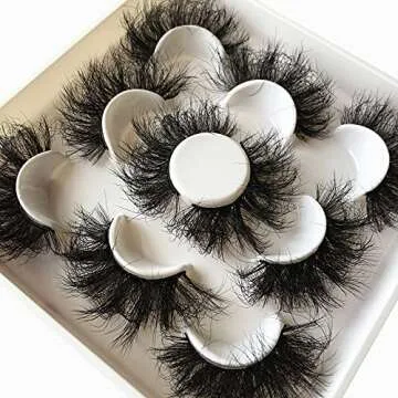 Pooplunch False Eyelashes 25MM Fluffy Dramatic Faux Mink Lashes 5 Pairs Long Thick Volume Messy Crossed Fake Eye Lashes Pack