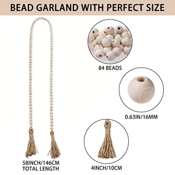 58 Inch Wood Beads Garland - Versatile Bohemian Decor