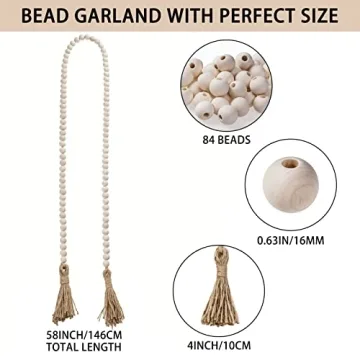 58 Inch Wood Beads Garland - Versatile Bohemian Decor