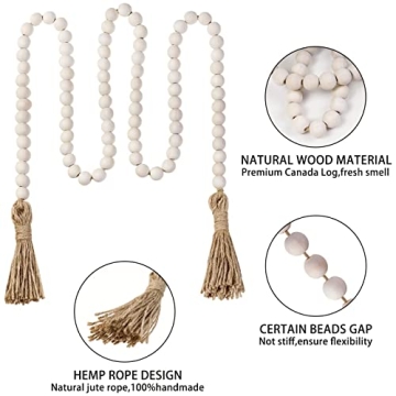 58 Inch Wood Beads Garland - Versatile Bohemian Decor