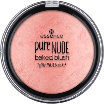 essence | Pure Nude Baked Blush | Highly Pigmented Baked Texture for a Bright, Healthy Glow | Available in 8 Gorgeous Shimmery Shades | Vegan & Cruelty Free (01 Shimmery Rose)