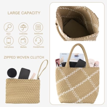 SporGenius Vegan Leather Woven Tote Bag for Women
