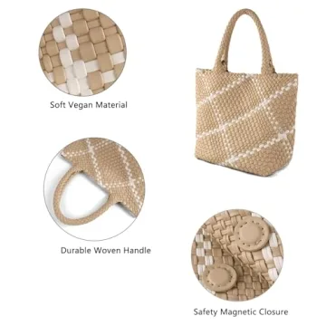 SporGenius Vegan Leather Woven Tote Bag for Women