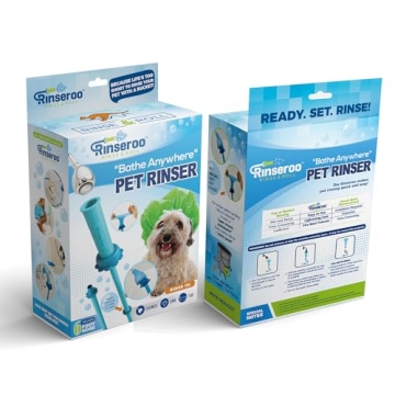 Rinseroo Pet Shower Hose: Slip-On Dog Wash Hose Attachment for Shower & Sink - Pet Bather, Fits Showerhead Up to 4” Wide, Faucet Adapter, 5ft Hose (Not for Tub). Includes Spare Connector