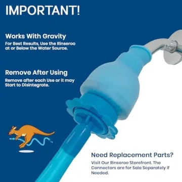 Rinseroo Pet Shower Hose: Slip-On Dog Wash Hose Attachment for Shower & Sink - Pet Bather, Fits Showerhead Up to 4” Wide, Faucet Adapter, 5ft Hose (Not for Tub). Includes Spare Connector