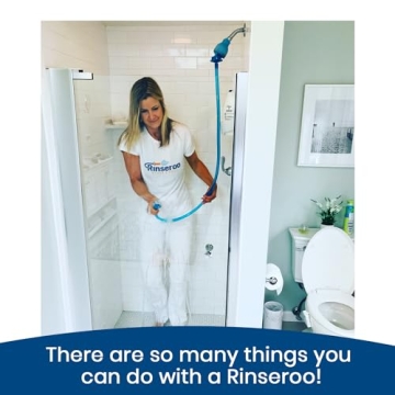 Rinseroo Pet Shower Hose: Slip-On Dog Wash Hose Attachment for Shower & Sink - Pet Bather, Fits Showerhead Up to 4” Wide, Faucet Adapter, 5ft Hose (Not for Tub). Includes Spare Connector