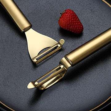 Gold Potato Vegetable And Fruit Peelers For Kitchen, Kyraton Titanium Gold Plating Stainless Steel P...
