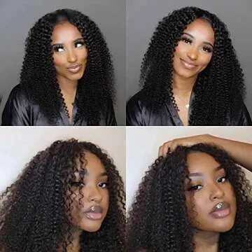 Domiso V Part Wigs Brazilian Kinky Curly Human Hair Wigs for Black Women 180% Density Glueless V Sha...