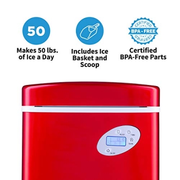 NewAir Red Portable Ice Maker 50 lb Daily Capacity
