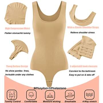 Hioffer Women's Tummy Control Shapewear Bodysuit