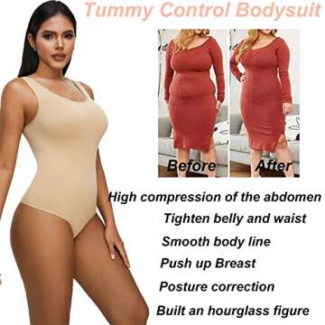 Hioffer Women's Tummy Control Shapewear Bodysuit