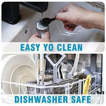 Garlic Press, Garlic Mincer Easy-squeeze Ergonomic Handle, Rust Proof, No Need To Peel, Professional Ginger Press & Garlic Crusher with Handy Cleaning Brush- Dishwasher Safe