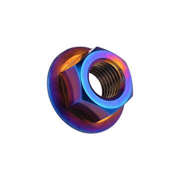 Wanyifa Titanium DIN6923 M5 M6 M8 M10 M12 M14 M16 Hex Flange Nuts Pack of 6 (M10 Pitch 1.25mm, Fire ...