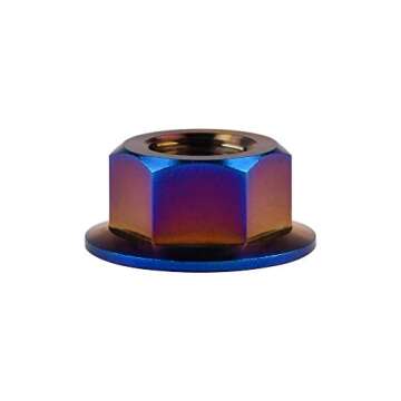 Wanyifa Titanium DIN6923 M5 M6 M8 M10 M12 M14 M16 Hex Flange Nuts Pack of 6 (M10 Pitch 1.25mm, Fire Blue)