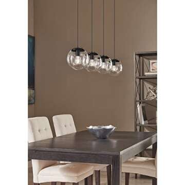 Linea di Liara Sferra Modern Large Glass Pendant Light Kitchen Island Black Pendant Lighting Clear Glass Globe Pendant Light Mid Century Hanging Light Fixture, LED Edison Bulb Included, UL Listed