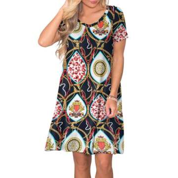 Lionstill Women's Casual T-Shirt Dress - Summer Fashion Short Sleeve Swing