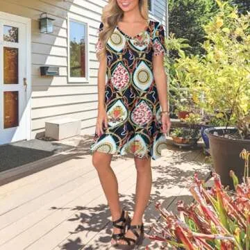 Lionstill Women's Casual Summer T-Shirt Dress with Pockets