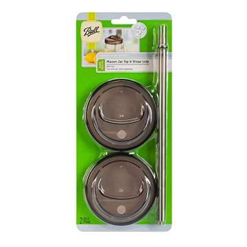 Ball 15015 Wide Mouth Sip N Straw Lids for Mason Jars