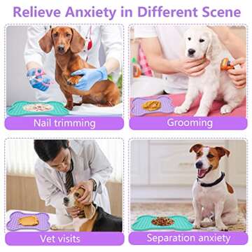 Lick Mat for Dog Cat, 2 Pack Slow Feeder Licking Mat, Bone-Shaped Dog Lick Pads, Boredom and Anxiety Reducer, Dog Training Mats for Food, Yogurt, Peanut Butter(Blue&Purple)