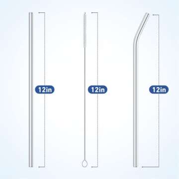 Stylish Glass Straws for 40oz Stanley Tumblers - 8 Pack