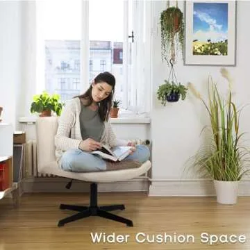 PUKAMI Stylish Armless Office Desk Chair, Adjustable Comfort