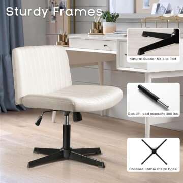 PUKAMI Stylish Armless Office Desk Chair, Adjustable Comfort