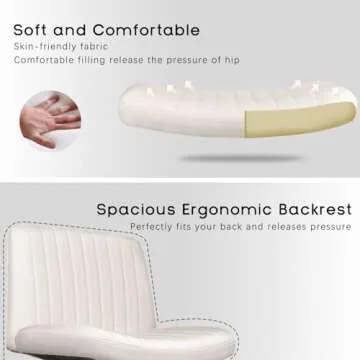 PUKAMI Stylish Armless Office Desk Chair, Adjustable Comfort