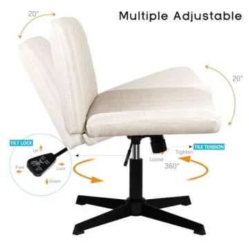 PUKAMI Stylish Armless Office Desk Chair, Adjustable Comfort