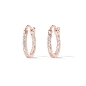 PAVOI 14K Gold Plated 925 Sterling Silver Post Cubic Zirconia Hoop Earrings | Small Rose Gold Hoops