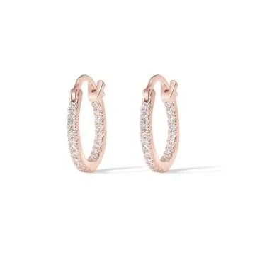 PAVOI 14K Gold Plated 925 Sterling Silver Post Cubic Zirconia Hoop Earrings | Small Rose Gold Hoops