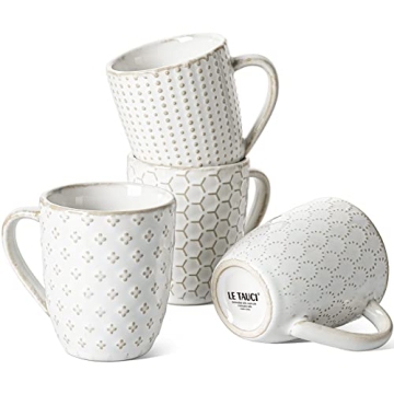 LE TAUCI Espresso Cups - Ceramic 6oz Set of 4, Perfect for Coffee Lovers