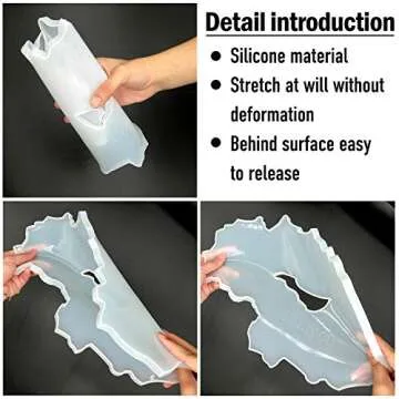 Hollow Resin Tray Molds, Silicone Geode Agate Tray Mold Including 1 Geode Platter Mold, 2 Metal Handles, 12 Boxes Gold Foil Flakes, Epoxy Resin Casting Molds for Making Faux Agate Tray, Serving Board