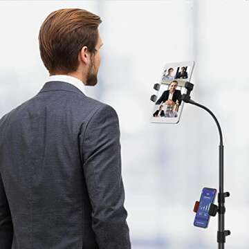 LIUGAST Tripod Stand for Ipad,Gooseneck 63-inch Floor Stand for Tablet,Floor Stand for iPad Tripod with 360° Rotating Mount for Mini, Air, Pro and All 4.7-11.9 Inch Tablet and Phone